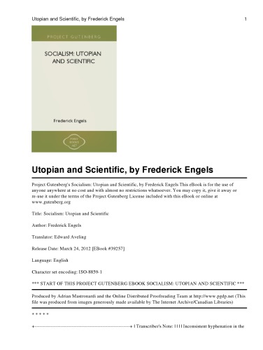 Socialism: Utopian and Scientific