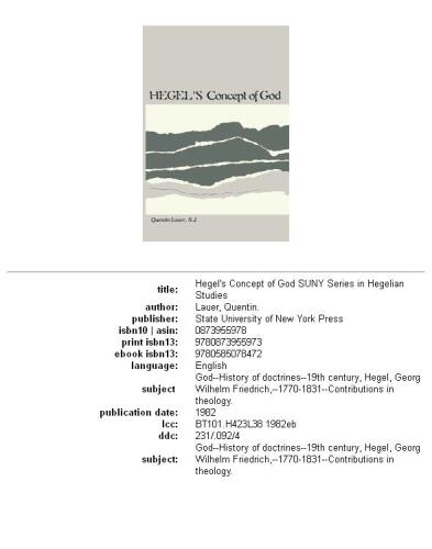Hegel’s Concept of God