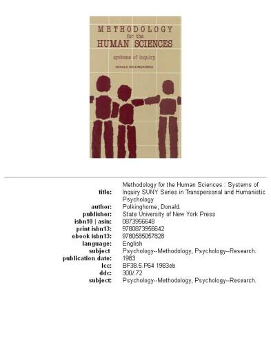 Methodology for the Human Sciences: Systems of Inquiry