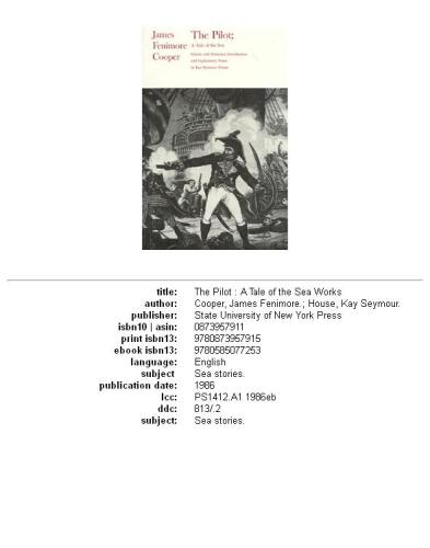 Pilot: A Tale of the Sea (Writings of James Fenimore Cooper)