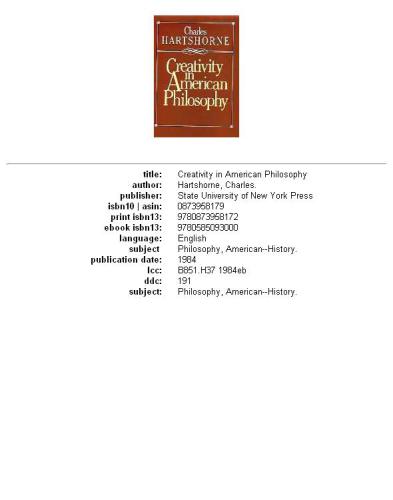 Creativity in American philosophy