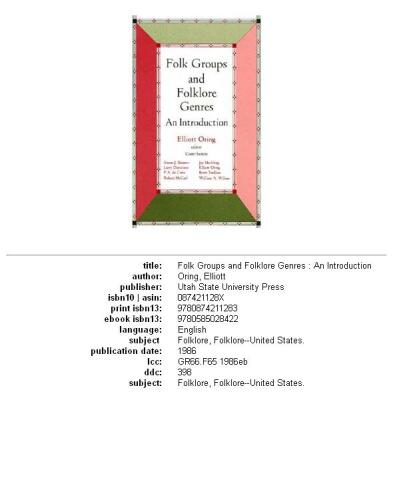 Folk groups and folklore genres: an introduction