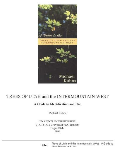 A Guide to the Trees of Utah and the Intermountain West