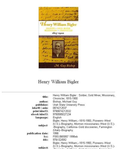 Henry William Bigler (Western Experience Series)