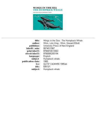 Wings in the sea: the humpback whale