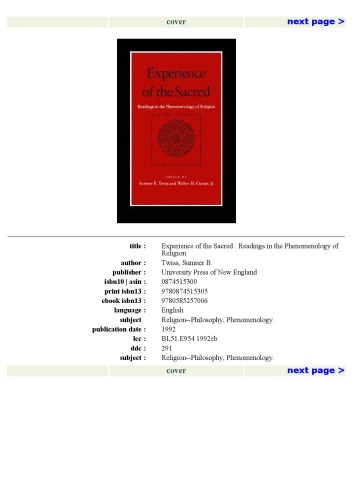 Experience of the Sacred: Readings in the Phenomenology of Religion