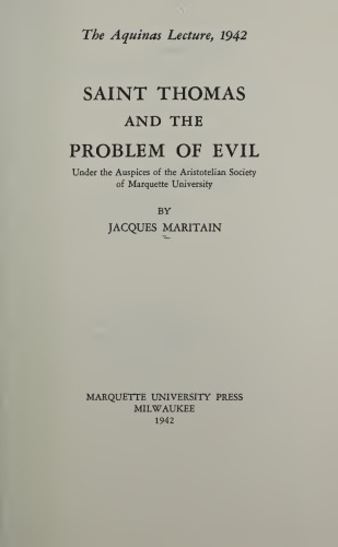 St Thomas and Problem of Evil