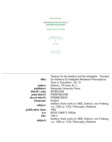 Treatise on the intellect and the intelligible: (tractatus de intellectu et intelligibili)