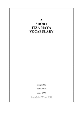 A Short Itza Maya Vocabulary