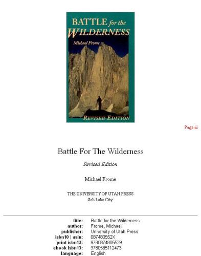 Battle for the wilderness