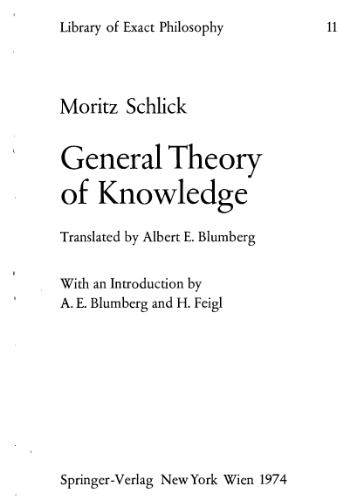 General Theory of Knowledge (Library of Exact Philosophy)