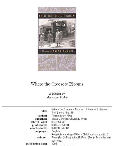 Where the creosote blooms: a memoir