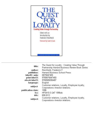 The quest for loyalty: creating value through partnership