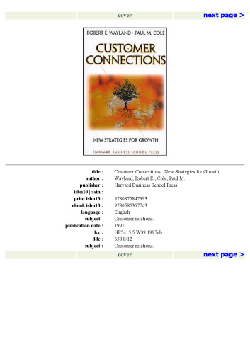 Customer Connections: New Strategies for Growth
