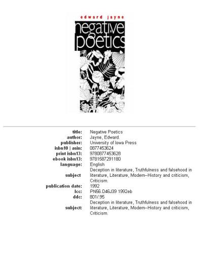 Negative poetics
