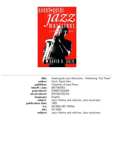 Avant-garde jazz musicians: performing 'out there'