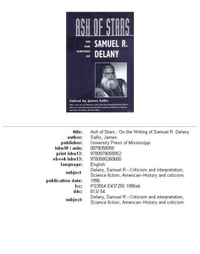 Ash of Stars: On the Writing of Samuel R. Delany