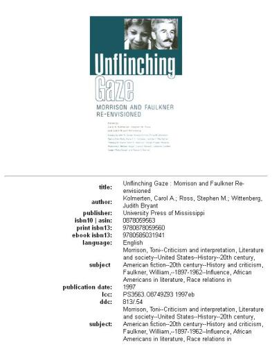 Unflinching Gaze: Morrison and Faulkner Re-Envisioned