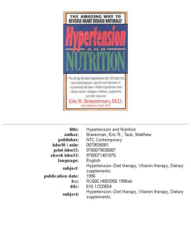 Hypertension and Nutrition