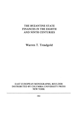 Byzantine State Finances in the Eighth and Ninth Centuries