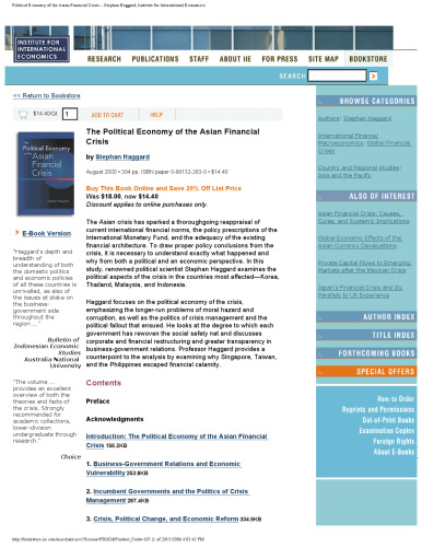 The Political Economy of the Asian Financial Crisis