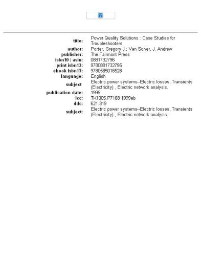 Power quality solutions: case studies for troubleshooters