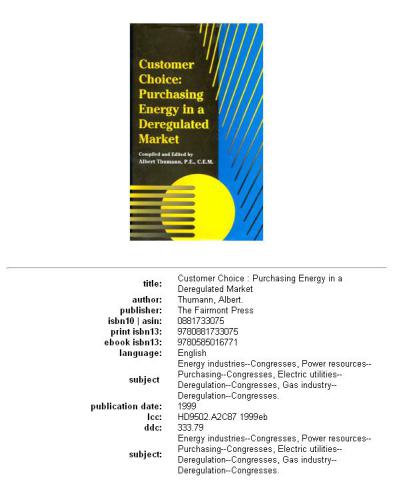 Customer Choice: Purchasing Energy in a Deregulated Market
