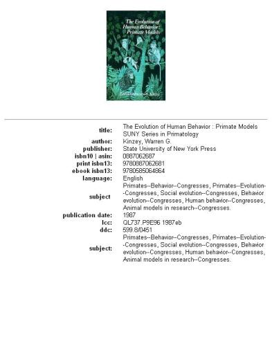 The Evolution of Human Behavior: Primate Models