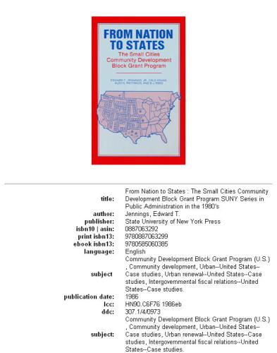 From Nation to States: The Small Cities Community Development Block Grant Program