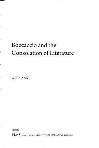 Boccaccio and the Consolation of Literature