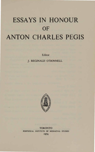 Essays in Honour of Anton Charles Pegis