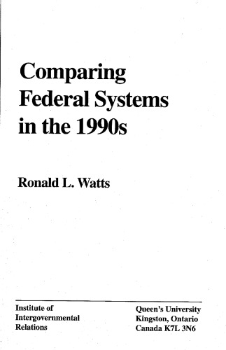 Comparing Federal Systems in the 1990s (Institute of Intergovernmental Relations)