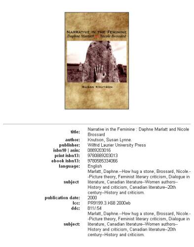 Narrative in the feminine: Daphne Marlatt and Nicole Brossard
