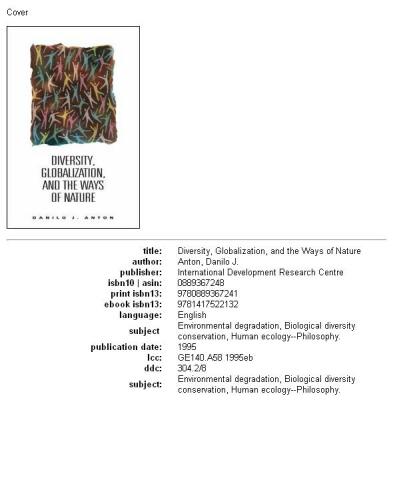 Diversity, Globalization, and the Ways of Nature