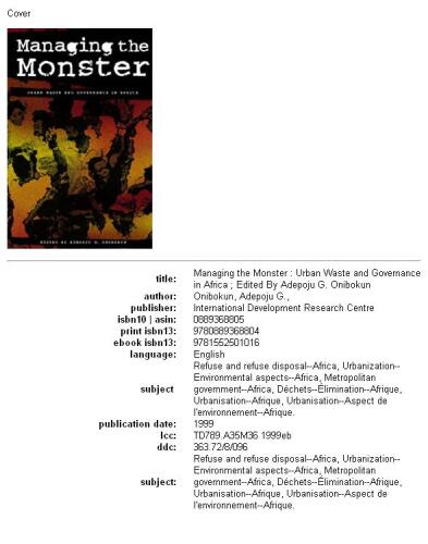 Managing the monster: urban waste and governance in Africa