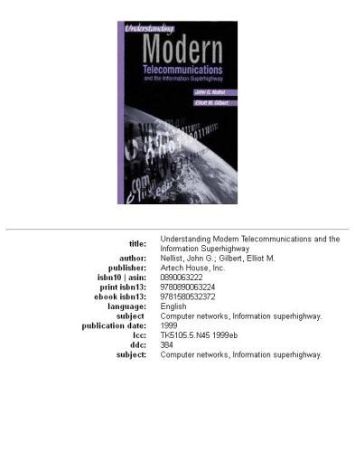 Understanding Modern Telecommunications and the Information Superhighway (Artech House Telecommunications Library)