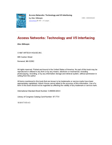Access Networks: Technology and V5 Interfacing