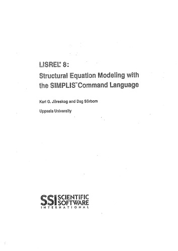 LISREL 8: Structural Equation Modeling with the SIMPLIS Command Language