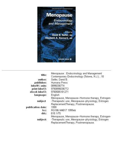 Menopause: Endocrinology and Management (Contemporary Endocrinology)
