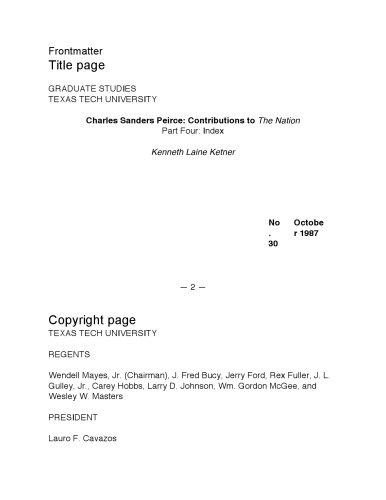 C.S. Peirce Contributions to the Nation 4 (Graduate Studies)