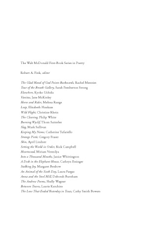 Service: Poems (Walt McDonald First-Book Series in Poetry)
