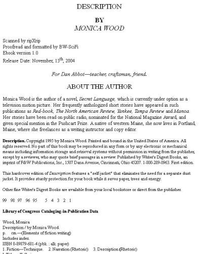 Elements of Fiction Writing - Description