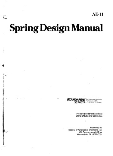 Spring Design Manual (Ae (Series))