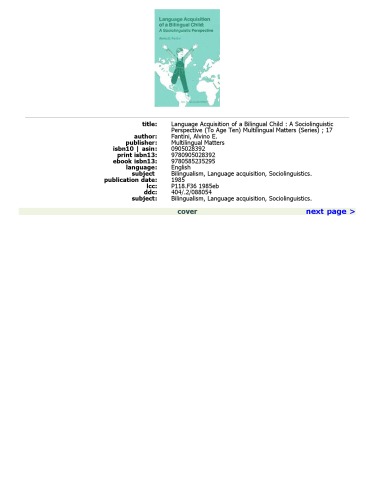 Language Acquisition of a Bilingual Child: A Sociolinguistic Perspective
