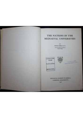 The Nations in the Mediaeval Universities