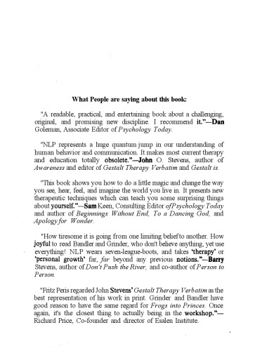 Frogs into Princes: Neuro Linguistic Programming