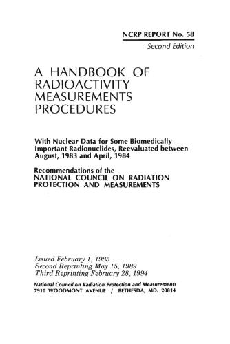 A Handbook of Radioactivity Measurements Procedures NCRP Reports 58