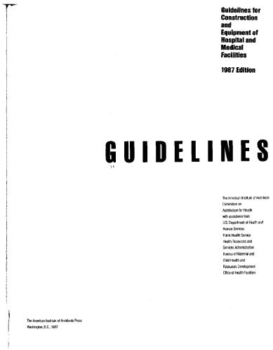 1987 Guidelines for Construction and Equipment of Hospital and Medical Facilities