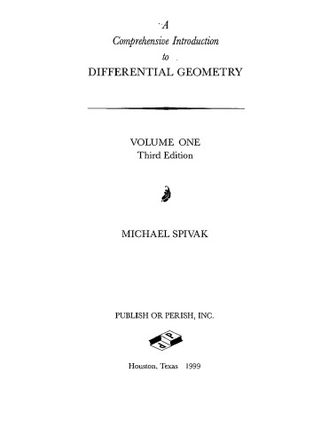 A Comprehensive Introduction to Differential Geometry, Vol. 1, 3rd Edition