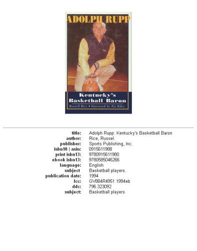 Adolph Rupp: Kentucky's Basketball Baron